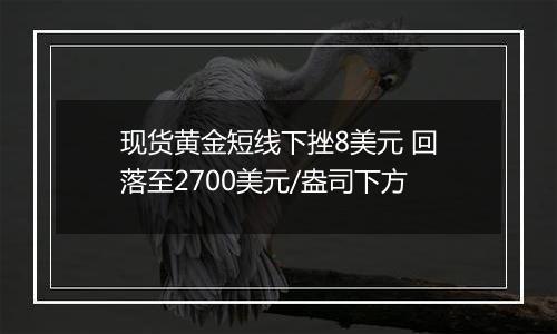 现货黄金短线下挫8美元 回落至2700美元/盎司下方