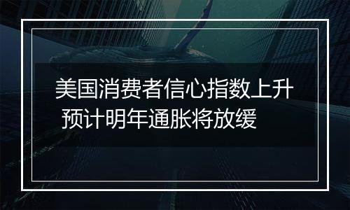 美国消费者信心指数上升 预计明年通胀将放缓