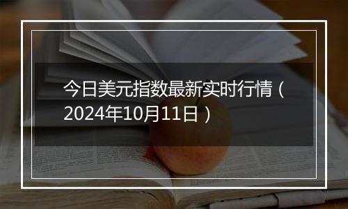 今日美元指数最新实时行情（2024年10月11日）