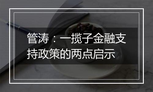 管涛：一揽子金融支持政策的两点启示