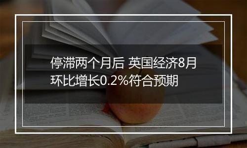 停滞两个月后 英国经济8月环比增长0.2%符合预期