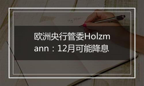 欧洲央行管委Holzmann：12月可能降息