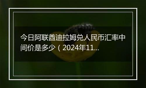 今日阿联酋迪拉姆兑人民币汇率中间价是多少（2024年11月11日）