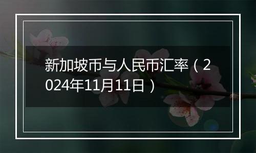 新加坡币与人民币汇率（2024年11月11日）