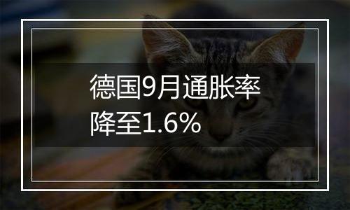 德国9月通胀率降至1.6%