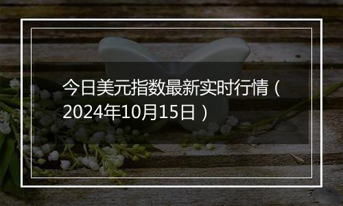 今日美元指数最新实时行情（2024年10月15日）