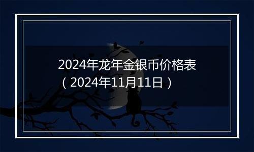 2024年龙年金银币价格表（2024年11月11日）