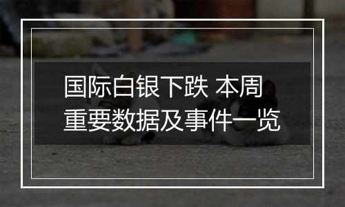 国际白银下跌 本周重要数据及事件一览