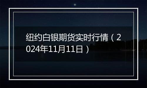 纽约白银期货实时行情（2024年11月11日）