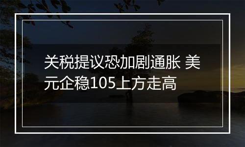 关税提议恐加剧通胀 美元企稳105上方走高