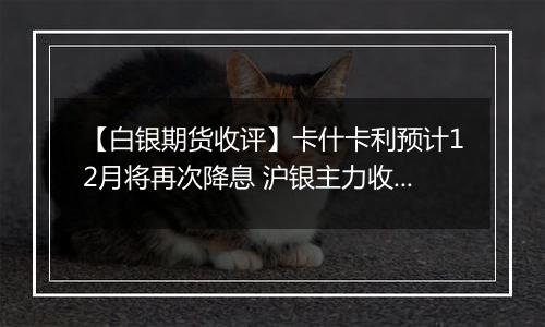 【白银期货收评】卡什卡利预计12月将再次降息 沪银主力收跌0.01%