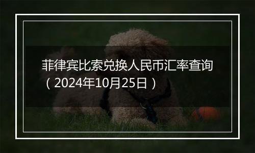 菲律宾比索兑换人民币汇率查询（2024年10月25日）