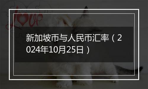 新加坡币与人民币汇率（2024年10月25日）