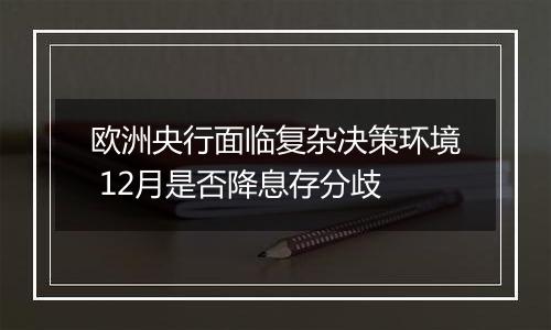 欧洲央行面临复杂决策环境 12月是否降息存分歧