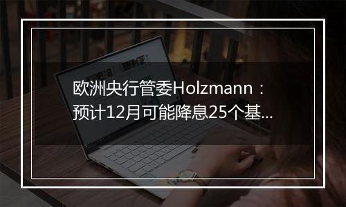 欧洲央行管委Holzmann：预计12月可能降息25个基点