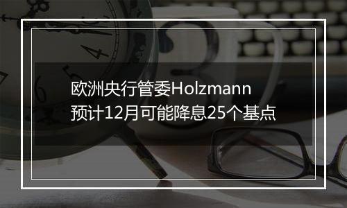 欧洲央行管委Holzmann预计12月可能降息25个基点