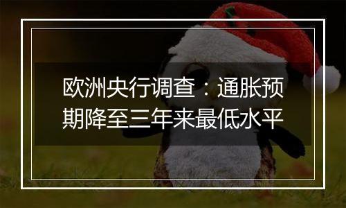 欧洲央行调查：通胀预期降至三年来最低水平