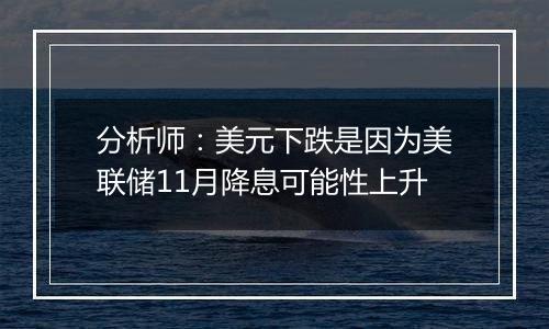 分析师：美元下跌是因为美联储11月降息可能性上升