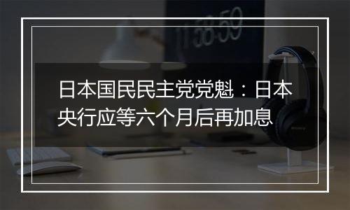 日本国民民主党党魁：日本央行应等六个月后再加息