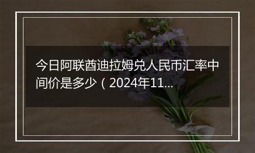 今日阿联酋迪拉姆兑人民币汇率中间价是多少（2024年11月13日）