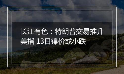 长江有色：特朗普交易推升美指 13日镍价或小跌