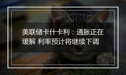 美联储卡什卡利：通胀正在缓解 利率预计将继续下调