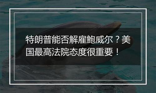 特朗普能否解雇鲍威尔？美国最高法院态度很重要！