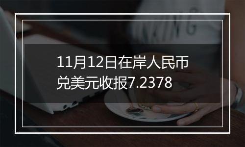 11月12日在岸人民币兑美元收报7.2378