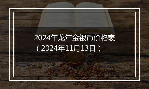 2024年龙年金银币价格表（2024年11月13日）