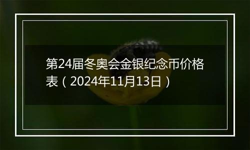 第24届冬奥会金银纪念币价格表（2024年11月13日）