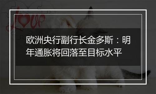 欧洲央行副行长金多斯：明年通胀将回落至目标水平