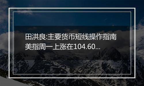 田洪良:主要货币短线操作指南 美指周一上涨在104.60之下遇阻