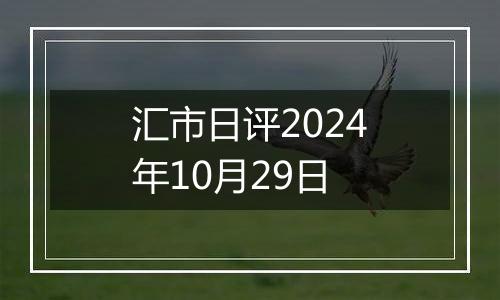 汇市日评2024年10月29日