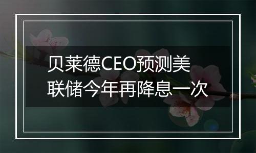 贝莱德CEO预测美联储今年再降息一次