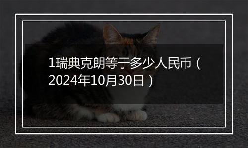 1瑞典克朗等于多少人民币（2024年10月30日）