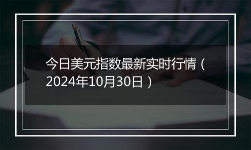 今日美元指数最新实时行情（2024年10月30日）