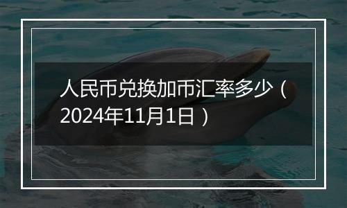 人民币兑换加币汇率多少（2024年11月1日）