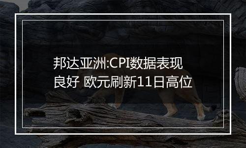 邦达亚洲:CPI数据表现良好 欧元刷新11日高位