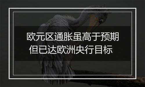 欧元区通胀虽高于预期 但已达欧洲央行目标