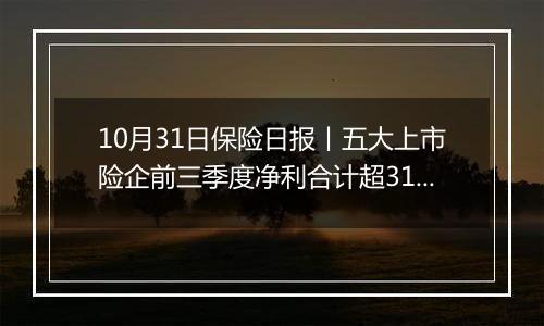 10月31日保险日报丨五大上市险企前三季度净利合计超3190亿，国内首家批发保险经纪公司来了