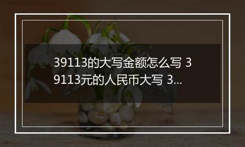 39113的大写金额怎么写 39113元的人民币大写 39113元的数字大写