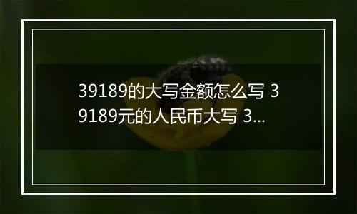 39189的大写金额怎么写 39189元的人民币大写 39189元的数字大写