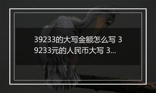 39233的大写金额怎么写 39233元的人民币大写 39233元的数字大写