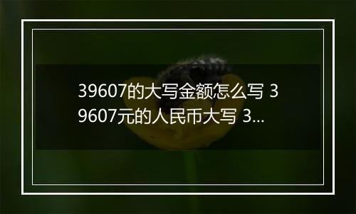 39607的大写金额怎么写 39607元的人民币大写 39607元的数字大写