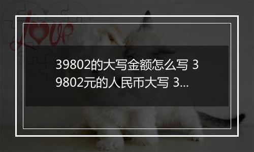 39802的大写金额怎么写 39802元的人民币大写 39802元的数字大写