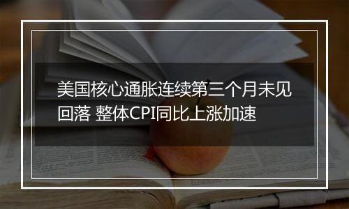 美国核心通胀连续第三个月未见回落 整体CPI同比上涨加速