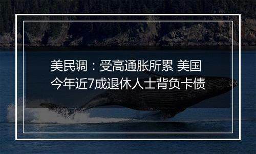 美民调：受高通胀所累 美国今年近7成退休人士背负卡债