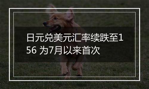 日元兑美元汇率续跌至156 为7月以来首次