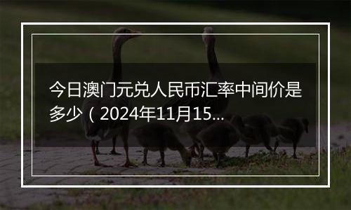 今日澳门元兑人民币汇率中间价是多少（2024年11月15日）