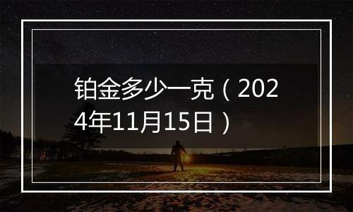 铂金多少一克（2024年11月15日）